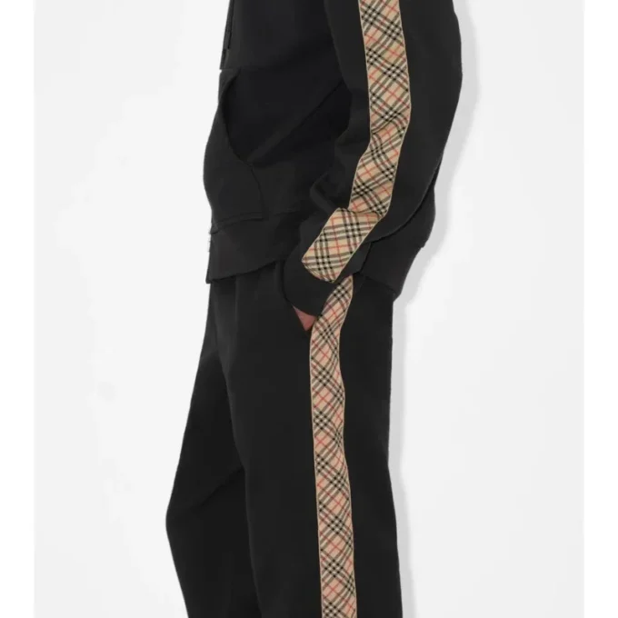 Check Trim Cotton Jogging Pants