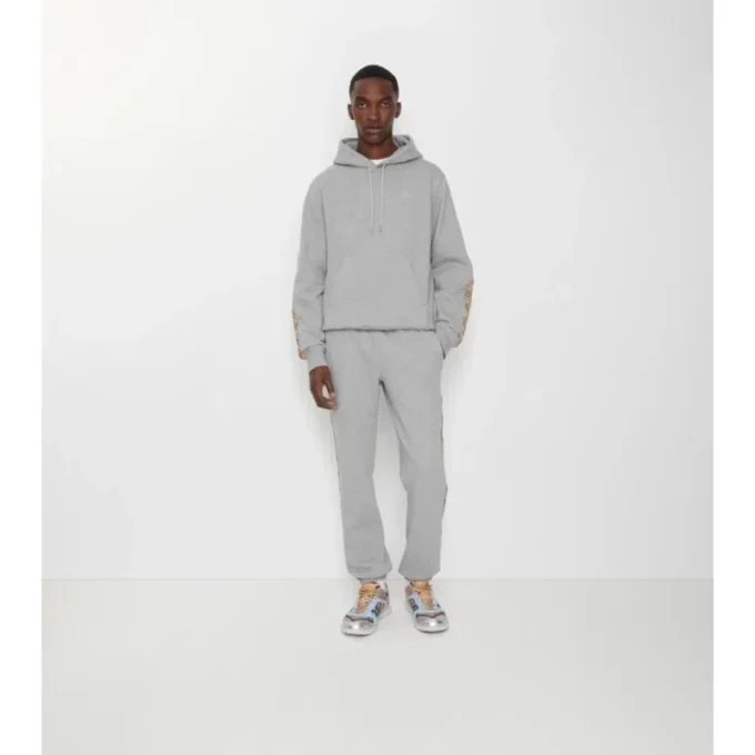 Check Trim Cotton Jogging Pants