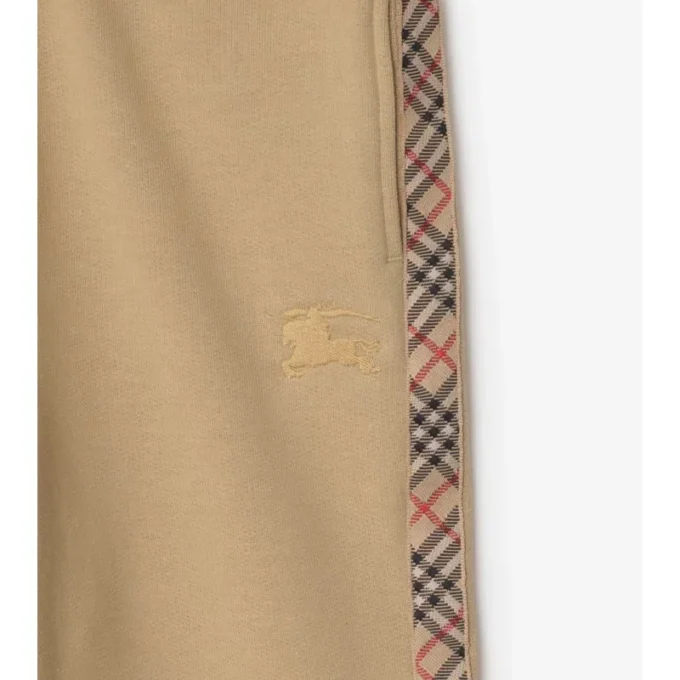 Check Trim Cotton Jogging Pants