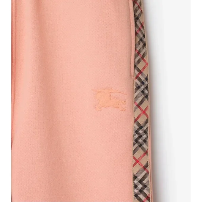Check Trim Cotton Jogging Pants