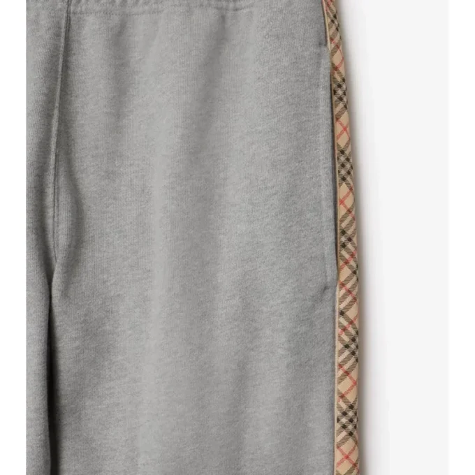 Check Trim Cotton Jogging Pants