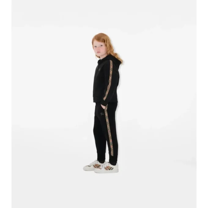 Check Trim Cotton Jogging Pants