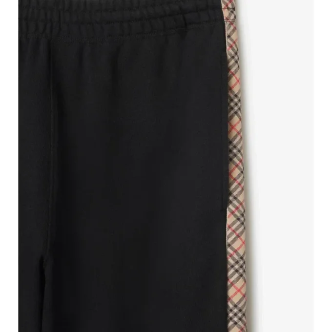 Check Trim Cotton Jogging Pants