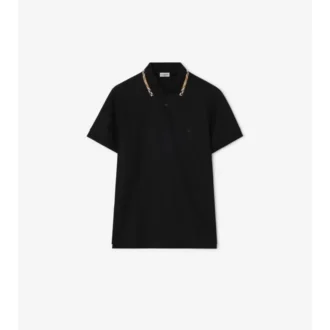 Check Trim Cotton Polo Shirt