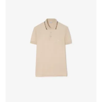 Check Trim Cotton Polo Shirt