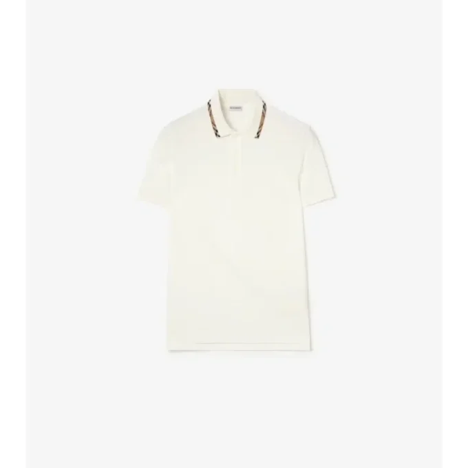 Check Trim Cotton Polo Shirt