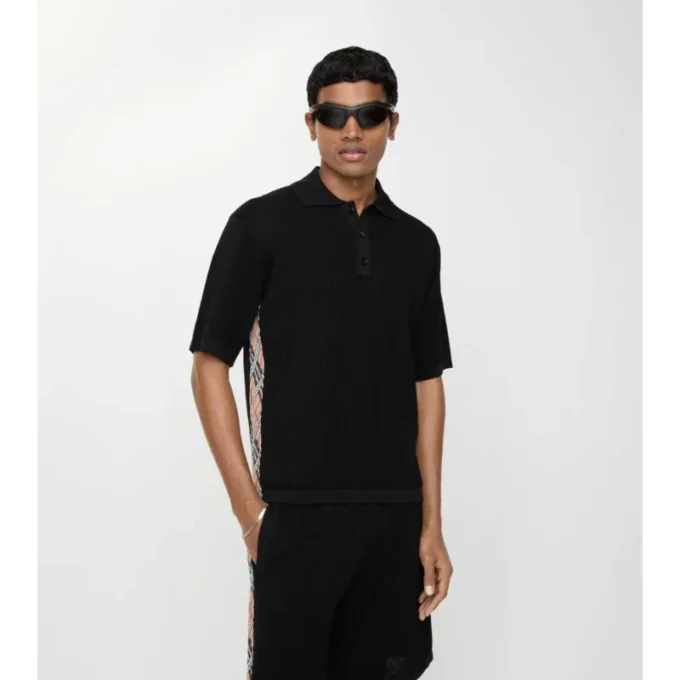 Check Trim Cotton Polo Shirt