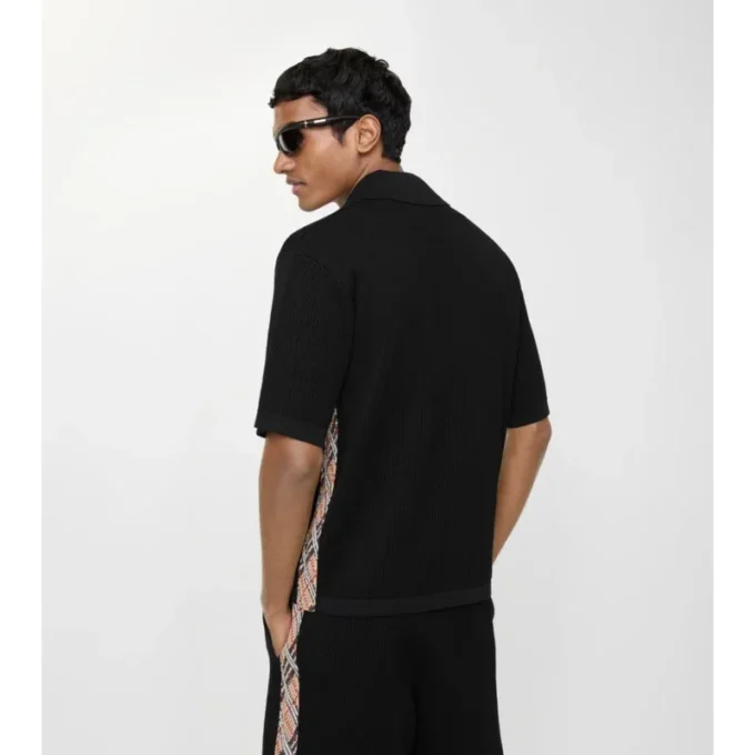 Check Trim Cotton Polo Shirt