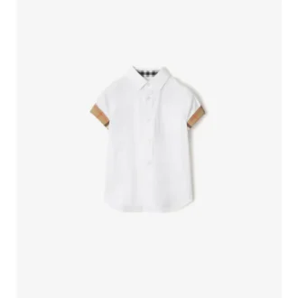 Check Trim Cotton Poplin Shirt