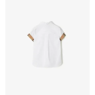 Check Trim Cotton Poplin Shirt