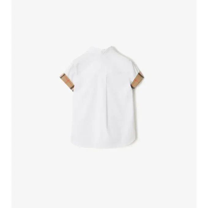 Check Trim Cotton Poplin Shirt