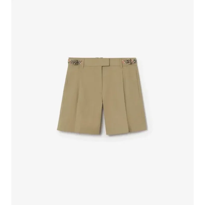 Check Trim Cotton Poplin Shorts