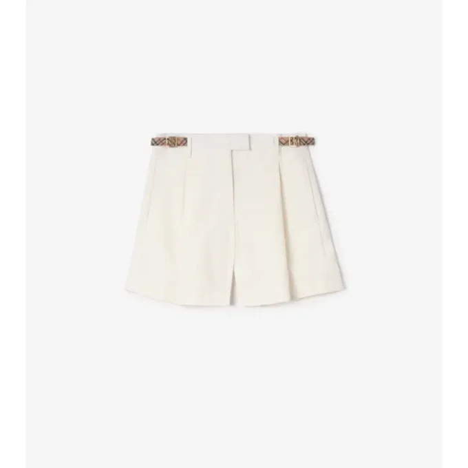 Check Trim Cotton Poplin Shorts