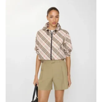 Check Trim Cotton Poplin Shorts
