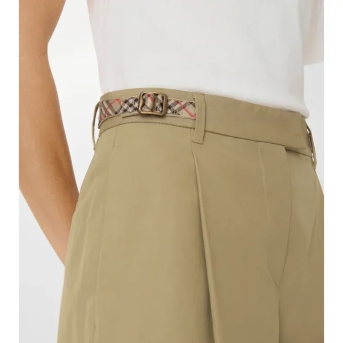 Check Trim Cotton Poplin Shorts
