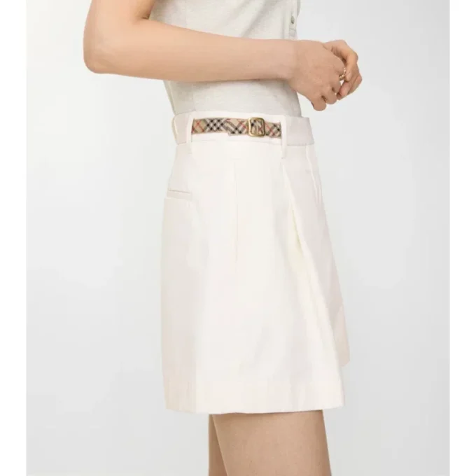 Check Trim Cotton Poplin Shorts
