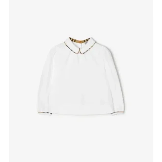 Check Trim Cotton Shirt