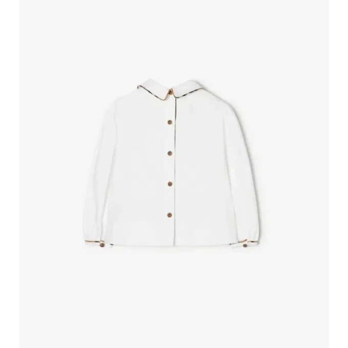 Check Trim Cotton Shirt