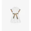 Check Trim Cotton Shirt Dress