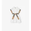 Check Trim Cotton Shirt Dress