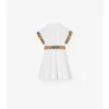 Check Trim Cotton Shirt Dress