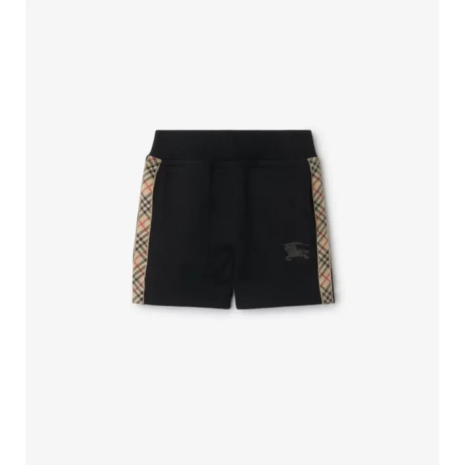 Check Trim Cotton Shorts