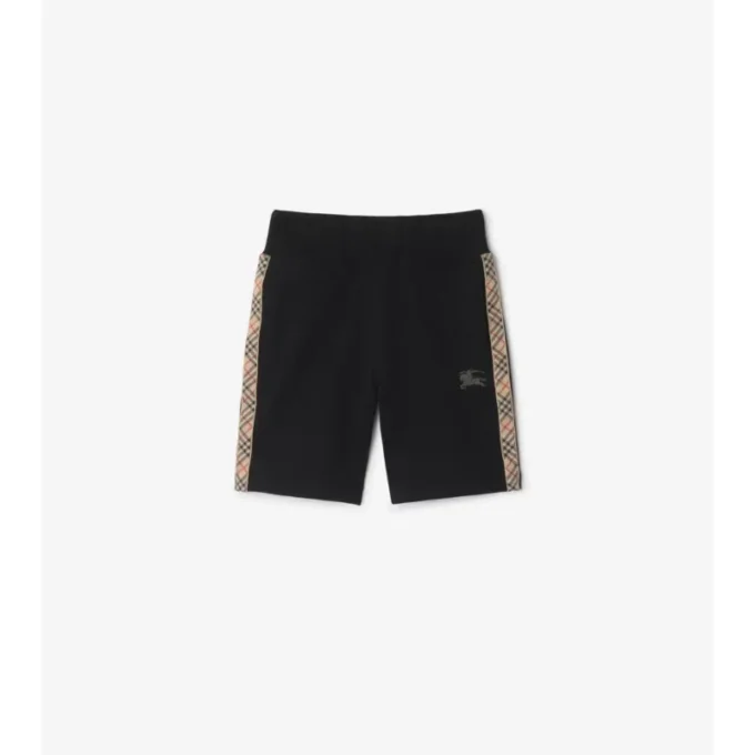 Check Trim Cotton Shorts