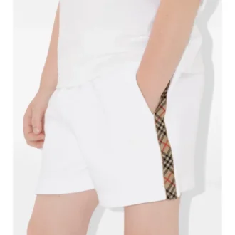 Check Trim Cotton Shorts