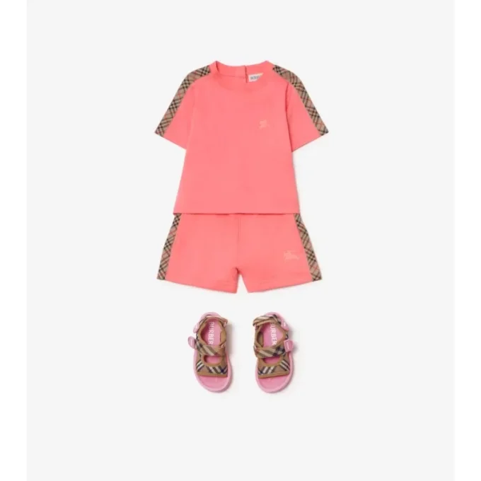 Check Trim Cotton Shorts