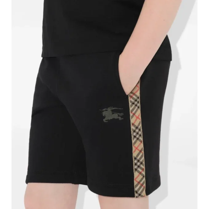 Check Trim Cotton Shorts