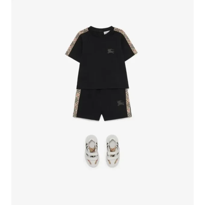 Check Trim Cotton Shorts