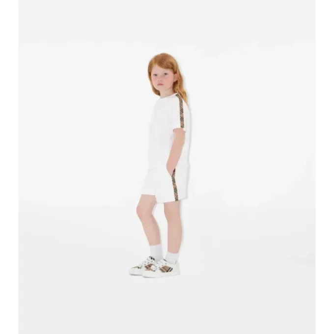 Check Trim Cotton Shorts