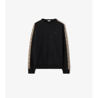Check Trim Cotton Sweatshirt