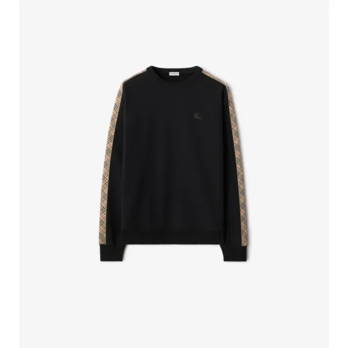 Check Trim Cotton Sweatshirt
