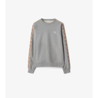 Check Trim Cotton Sweatshirt