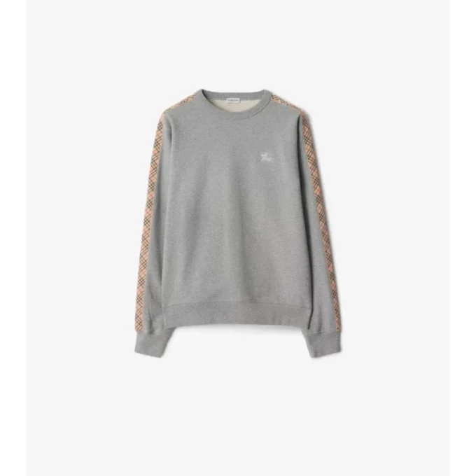 Check Trim Cotton Sweatshirt