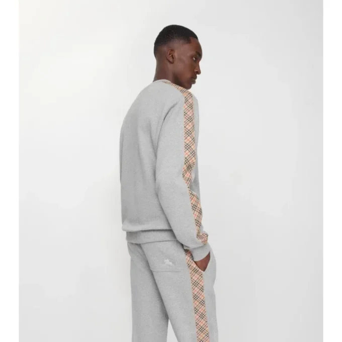 Check Trim Cotton Sweatshirt