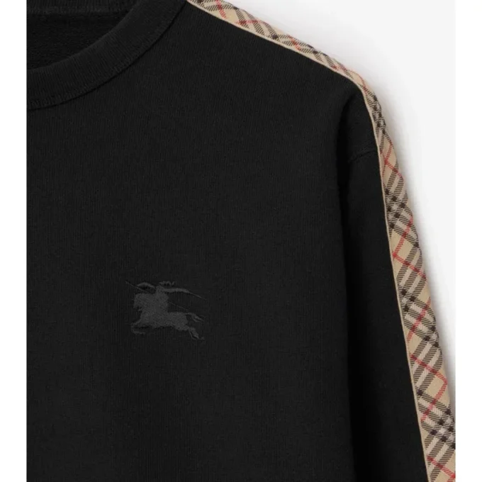 Check Trim Cotton Sweatshirt