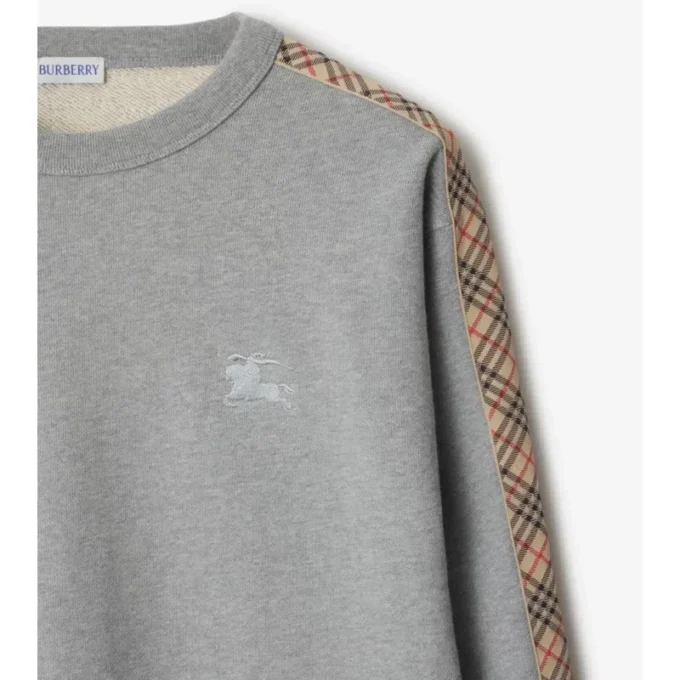 Check Trim Cotton Sweatshirt
