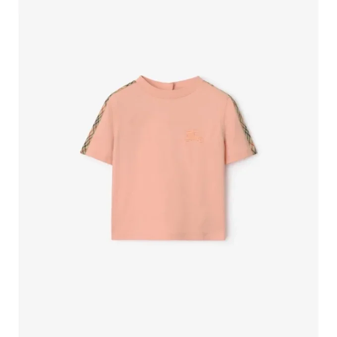 Check Trim Cotton T-Shirt