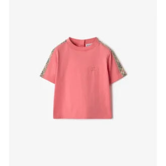 Check Trim Cotton T-Shirt