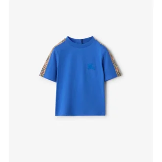 Check Trim Cotton T-Shirt