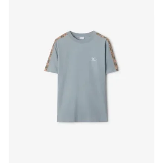 Check Trim Cotton T-Shirt