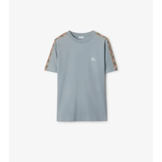 Check Trim Cotton T-Shirt