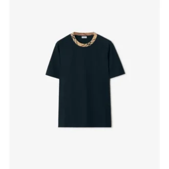 Check Trim Cotton T-Shirt