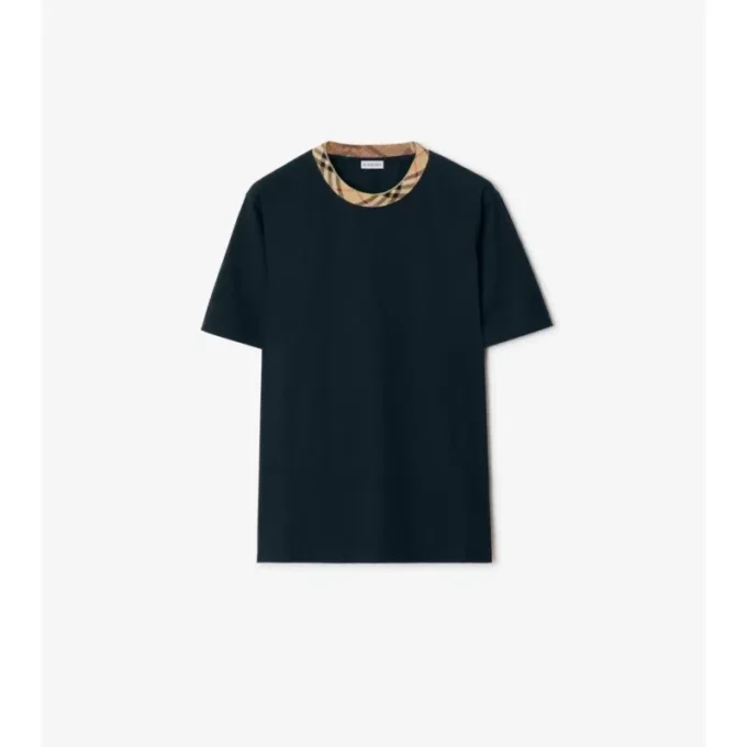 Check Trim Cotton T-Shirt