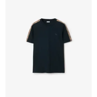 Check Trim Cotton T-Shirt