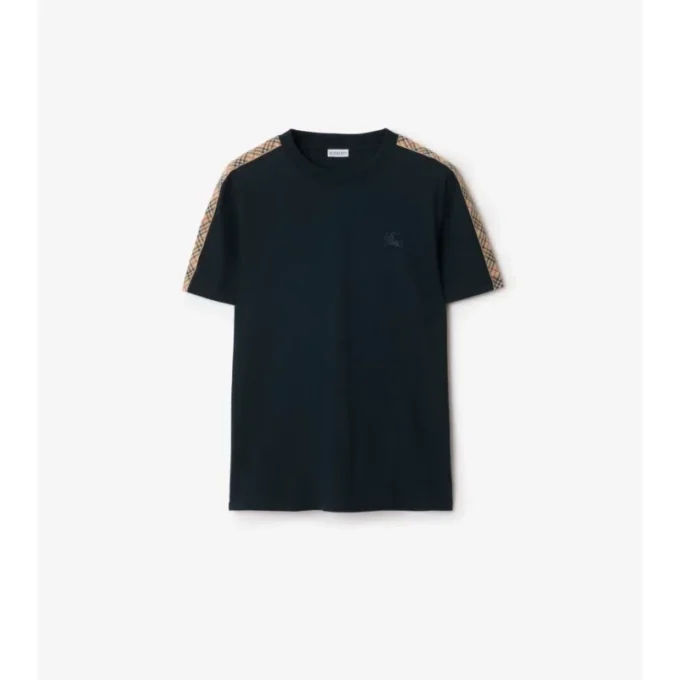 Check Trim Cotton T-Shirt