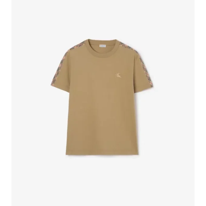 Check Trim Cotton T-Shirt
