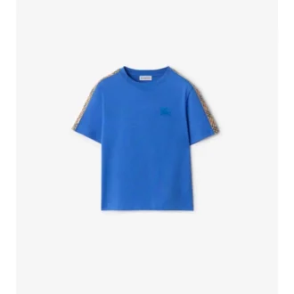 Check Trim Cotton T-Shirt